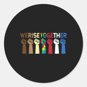 We Rise Together Puzzle Inspirational Autism Aware Classic Round Sticker