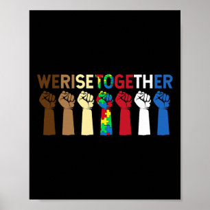 We Rise Together Puzzle Inspirational Autism Aware Poster