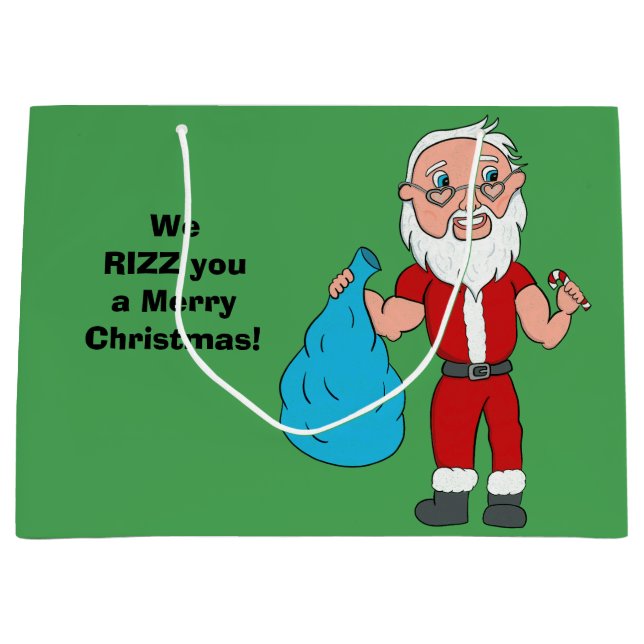 We Rizz You a Merry Christmas Custom Santa Large Gift Bag (Front)