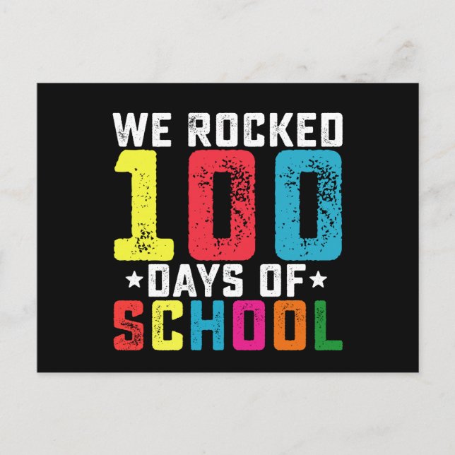 We Rocked 100 Days of School Teacher Student Postcard (Front)