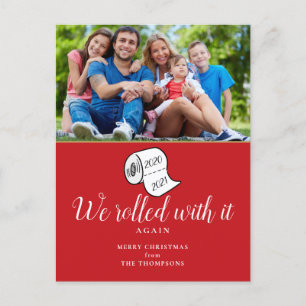 We Rolled With It Photo Funny Christmas Holiday Postcard