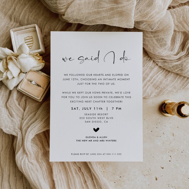 We Said I Do Elopement Reception Invitation (Creator Uploaded)