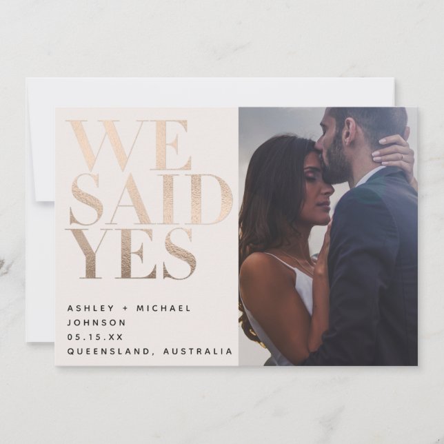 WE SAID YES | Blush + Gold Photo Reception Only Invitation (Front)