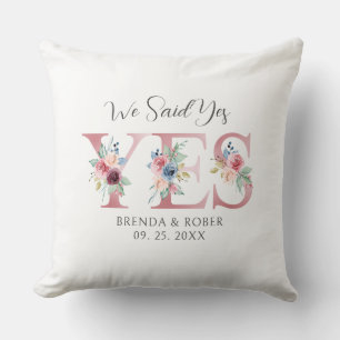 We said Yes Floral letters Cushion