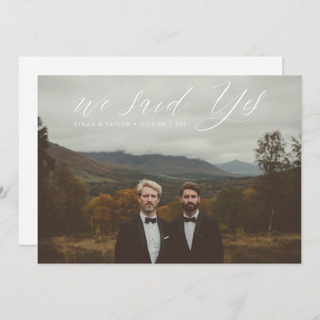 We Said Yes Photo Wedding Elopement Announcement (Front/Back)