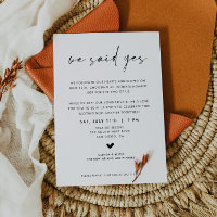 We Said Yes Wedding Elopement Reception Invitation