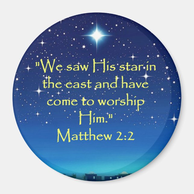 We Saw His Star Scripture Christmas Magnet (Front)