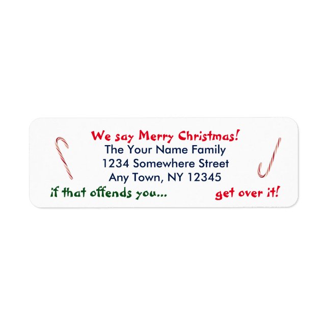 We Say Merry Christmas Return Address Label (Front)