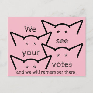 We see your votes and we will remember resist postcard