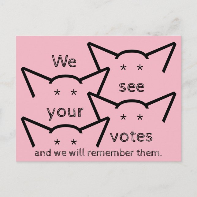 We see your votes and we will remember resist postcard (Front)