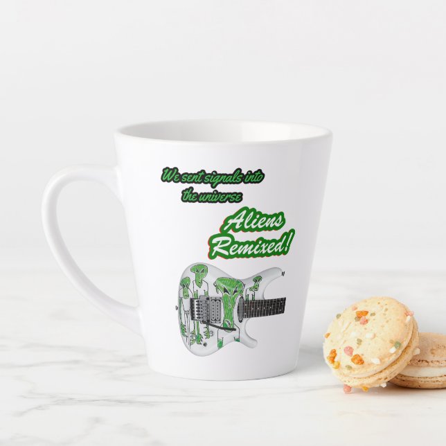 "We sent signals into the universe. Aliens Remixed Latte Mug (In Situ)