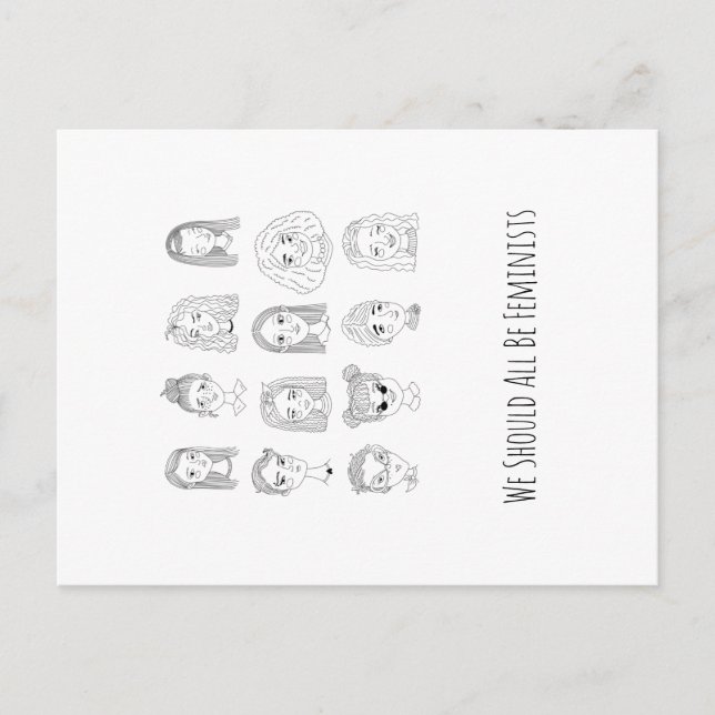 We Should All Be Feminists Doodle Art Postcard (Front)
