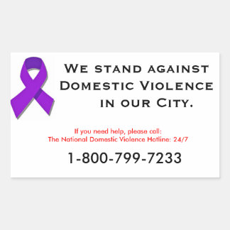We Stand Against Domestic Violence Rectangular Sticker