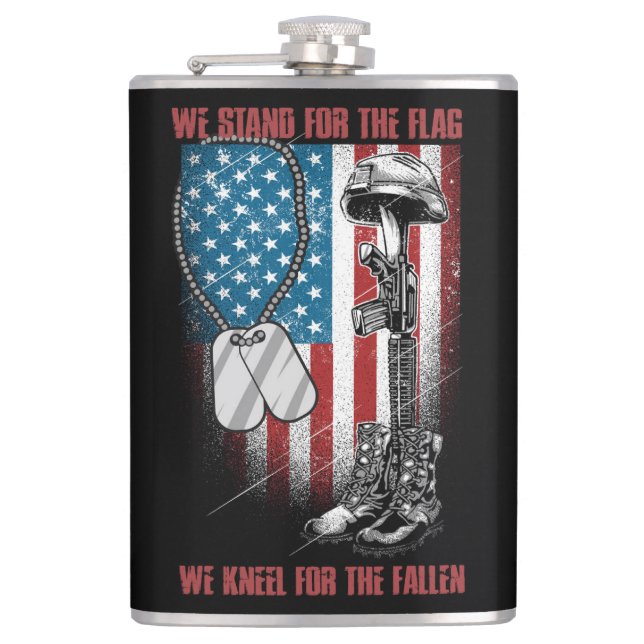 We Stand for the Flag Quote Hip Flask (Front)