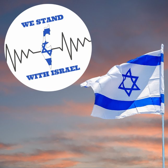 We Stand With Israel Patriotic Judaism Jewish Classic Round Sticker (Creator Uploaded)