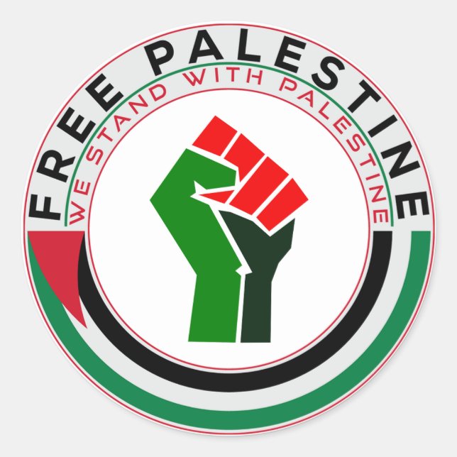 We Stand with Palestine, Free Palestine, Classic Round Sticker (Front)