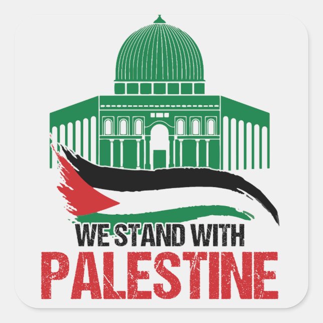 We Stand with Palestine Square Sticker (Front)