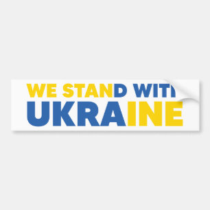 We Stand With Ukraine Flag Colours Yellow Blue Bumper Sticker