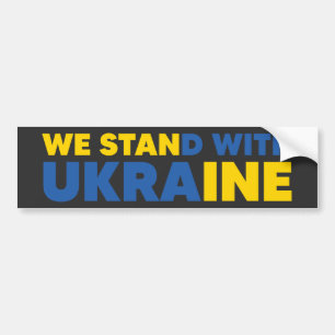 We Stand With Ukraine Flag Colours Yellow Blue Bumper Sticker