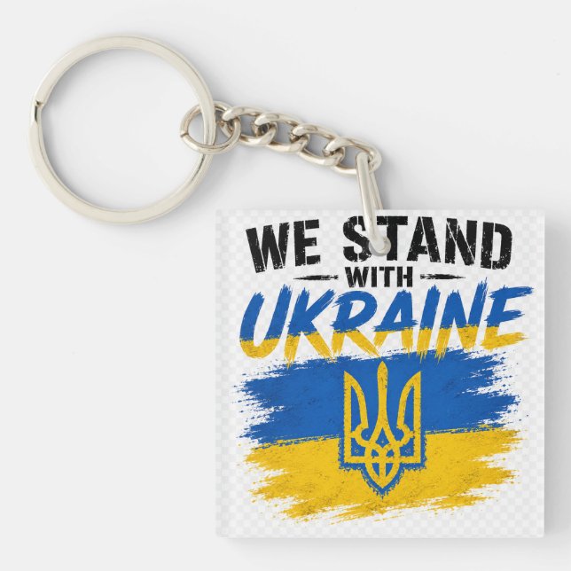 We Stand with Ukraine – Flag of Hope & Unity Key Ring (Front)