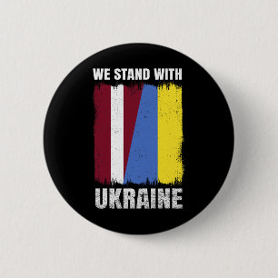We Stand With Ukraine Latvian Ukrainian Friendship 6 Cm Round Badge