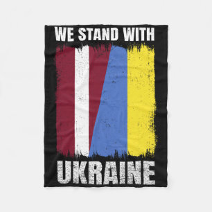 We Stand With Ukraine Latvian Ukrainian Friendship Fleece Blanket