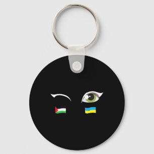 We Stand With Ukraine Palestine Flag Ukraine Flag  Key Ring