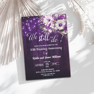 We Still Do 10th Wedding Anniversary String Lights Invitation