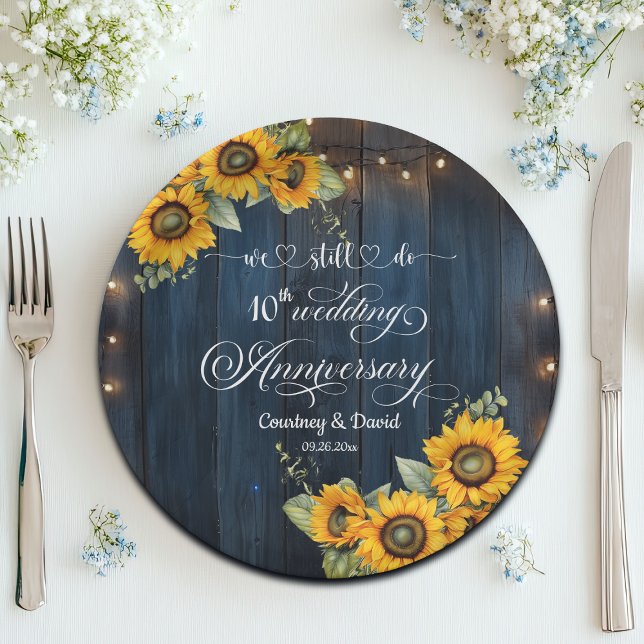 We Still Do 10th Wedding Anniversary String Lights Paper Plate (Creator Uploaded)