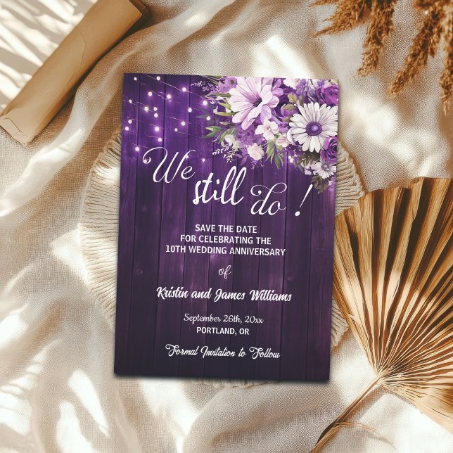 We Still Do 10th Wedding Anniversary String Lights Save The Date (Creator Uploaded)