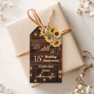 We Still Do 15th Wedding Anniversary String Lights Gift Tags