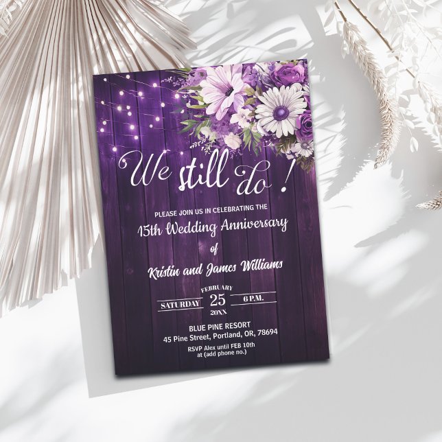 We Still Do 15th Wedding Anniversary String Lights Invitation (Creator Uploaded)