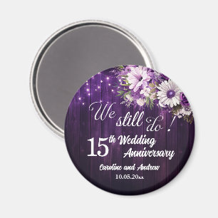 We Still Do 15th Wedding Anniversary String Lights Magnet