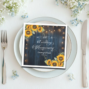 We Still Do 15th Wedding Anniversary String Lights Napkin
