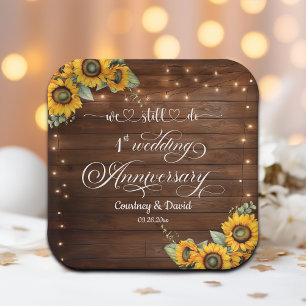 We Still Do 1st Wedding Anniversary String Lights Paper Plate