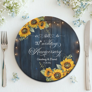 We Still Do 20th Wedding Anniversary String Lights Paper Plate
