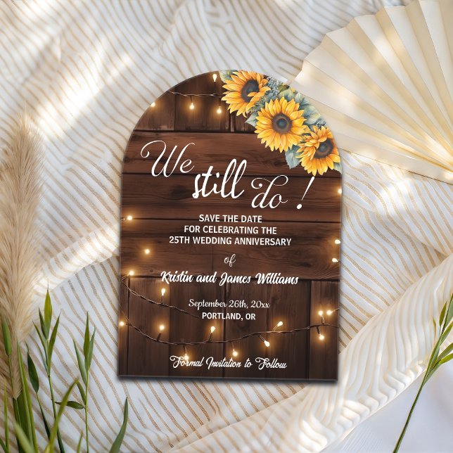 We Still Do 25th Wedding Anniversary String Lights Acrylic Invitations (Creator Uploaded)