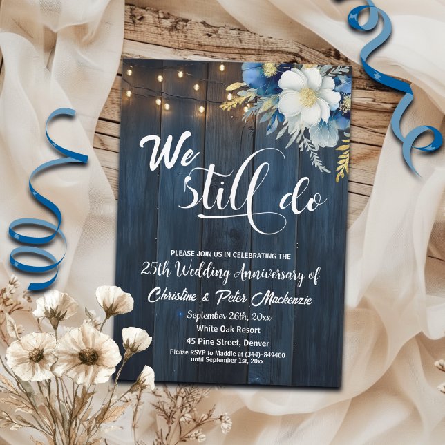 We Still Do 25th Wedding Anniversary String Lights Invitation (Creator Uploaded)