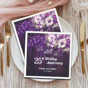 We Still Do 25th Wedding Anniversary String Lights Napkin