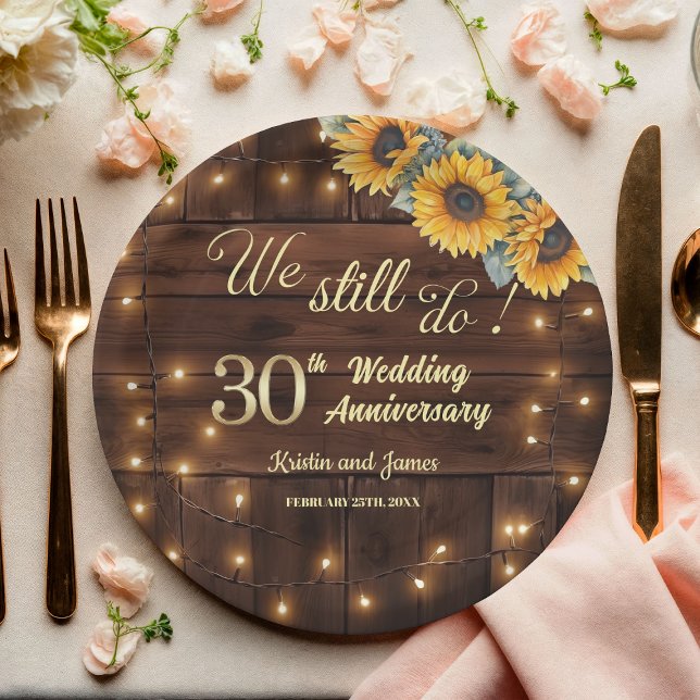We Still Do 30th Wedding Anniversary String Lights Paper Plate (Creator Uploaded)