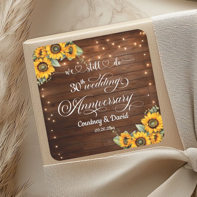 We Still Do 30th Wedding Anniversary String Lights Square Sticker (Creator Uploaded)