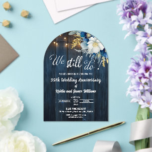 We Still Do 35th Wedding Anniversary String Lights Acrylic Invitations