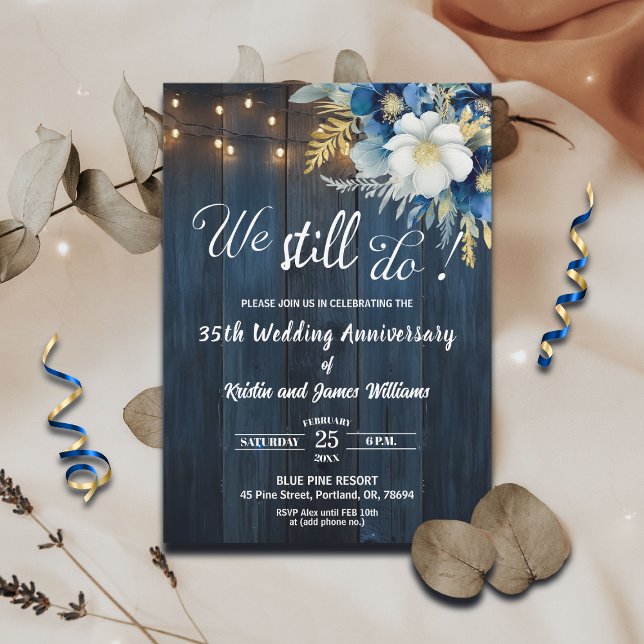 We Still Do 35th Wedding Anniversary String Lights Invitation (Creator Uploaded)
