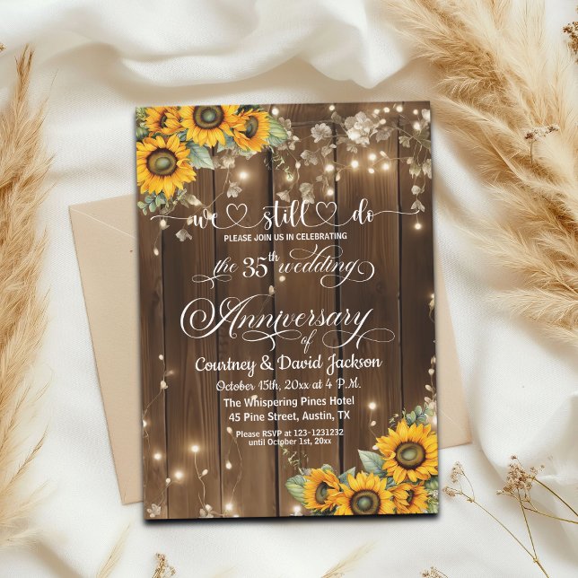 We Still Do 35th Wedding Anniversary String Lights Invitation (Creator Uploaded)
