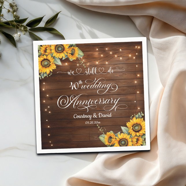 We Still Do 40th Wedding Anniversary String Lights Napkin (Creator Uploaded)