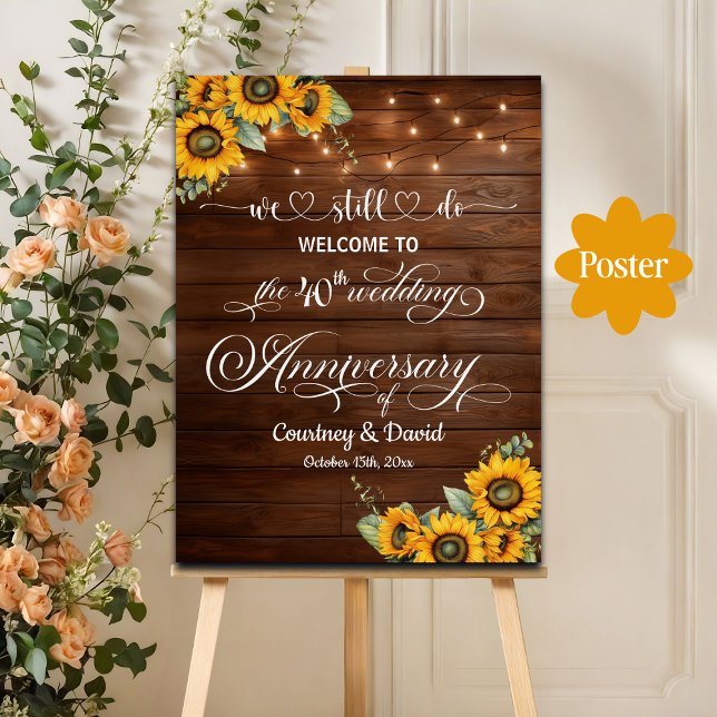 We Still Do 40th Wedding Anniversary String Lights Poster (Creator Uploaded)