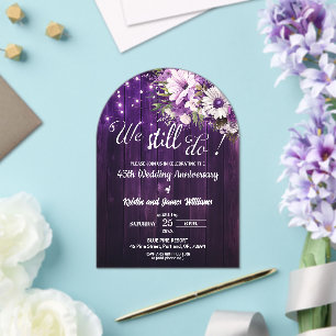 We Still Do 45th Wedding Anniversary String Lights Acrylic Invitations