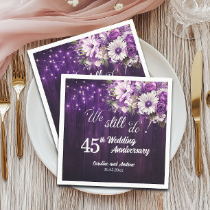 We Still Do 45th Wedding Anniversary String Lights Napkin