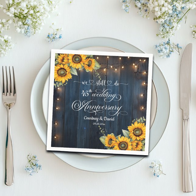 We Still Do 45th Wedding Anniversary String Lights Napkin (Creator Uploaded)