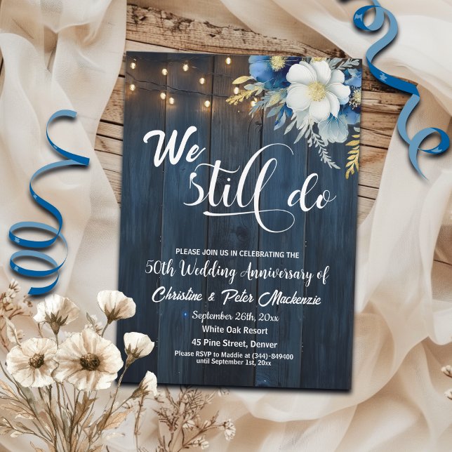 We Still Do 50th Wedding Anniversary String Lights Invitation (Creator Uploaded)
